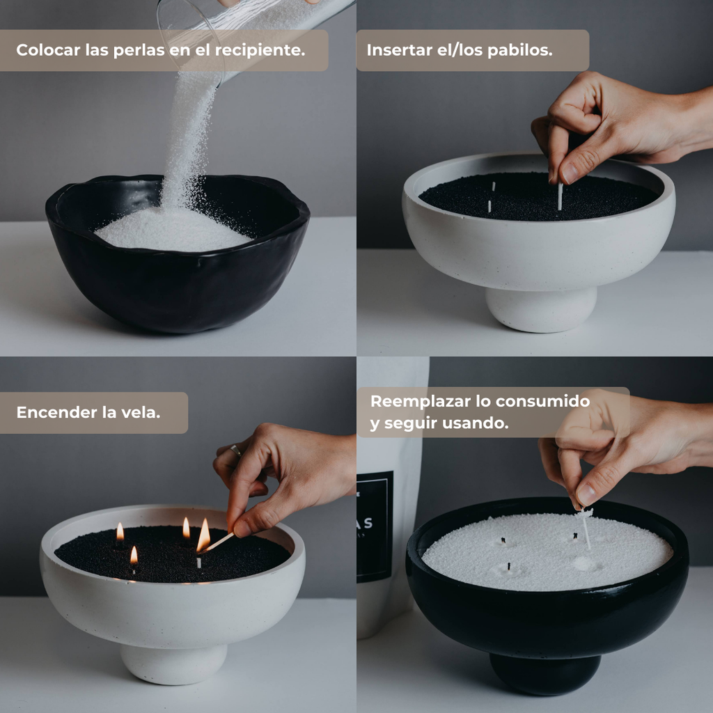 1 kg Velas Perladas White + 20 Pabilos