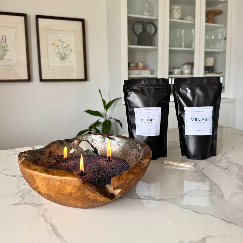 Set Bali | Velas Perladas Negras TRIA + Cuenco Bali