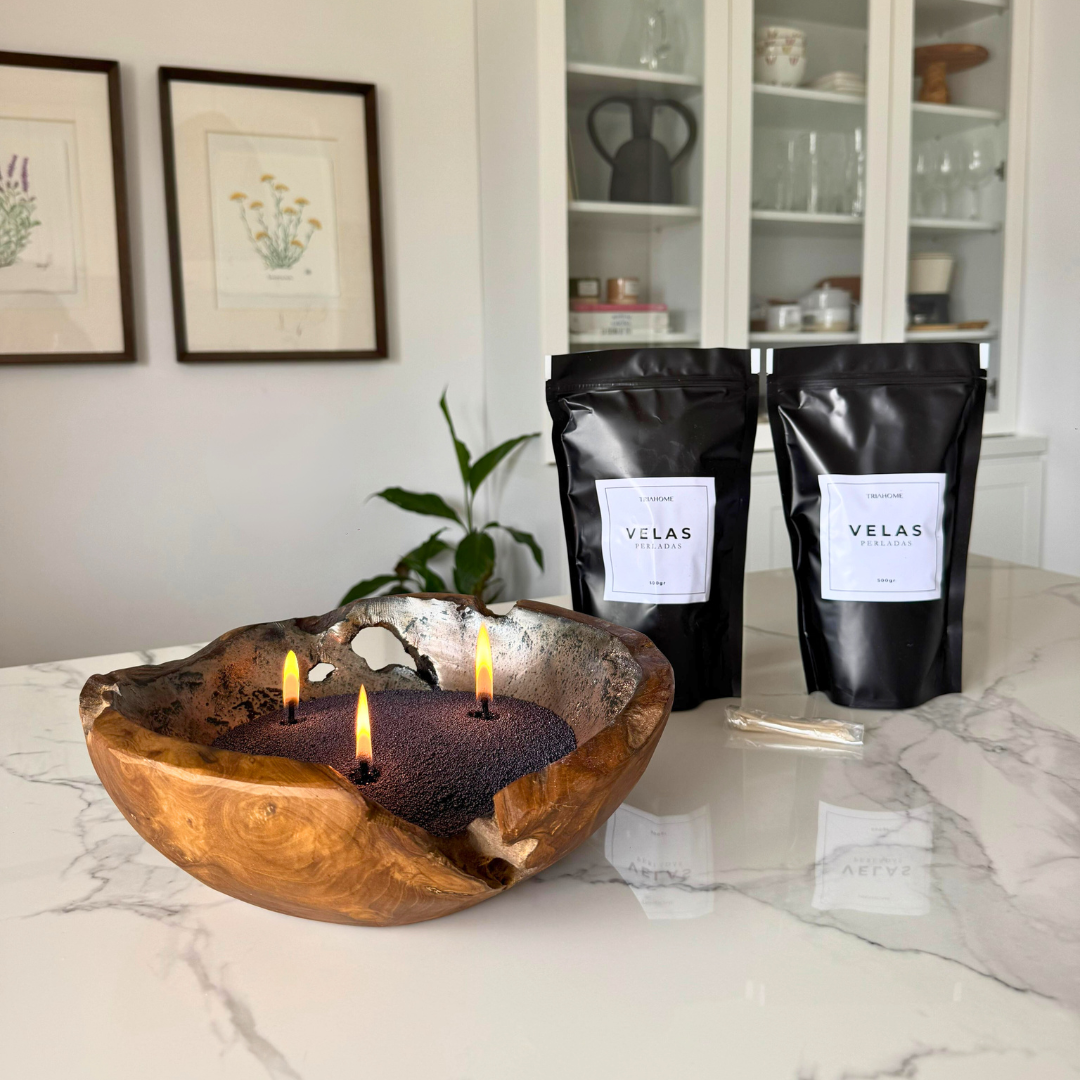 Set Bali | Velas Perladas Negras TRIA + Cuenco Bali