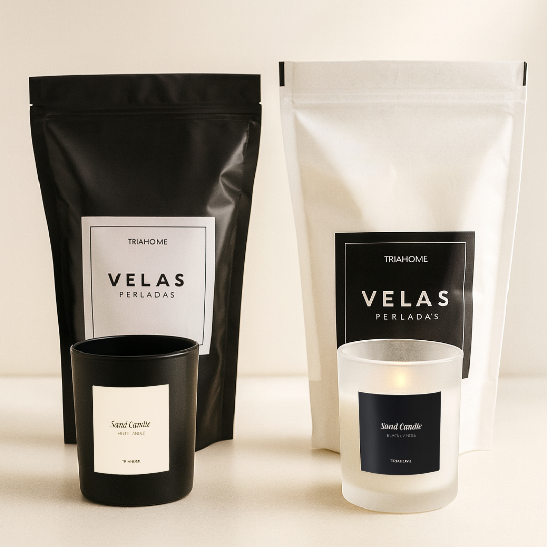 Set Dual Experience | Velas Perladas TRIA + 2 vasos Sand Candle