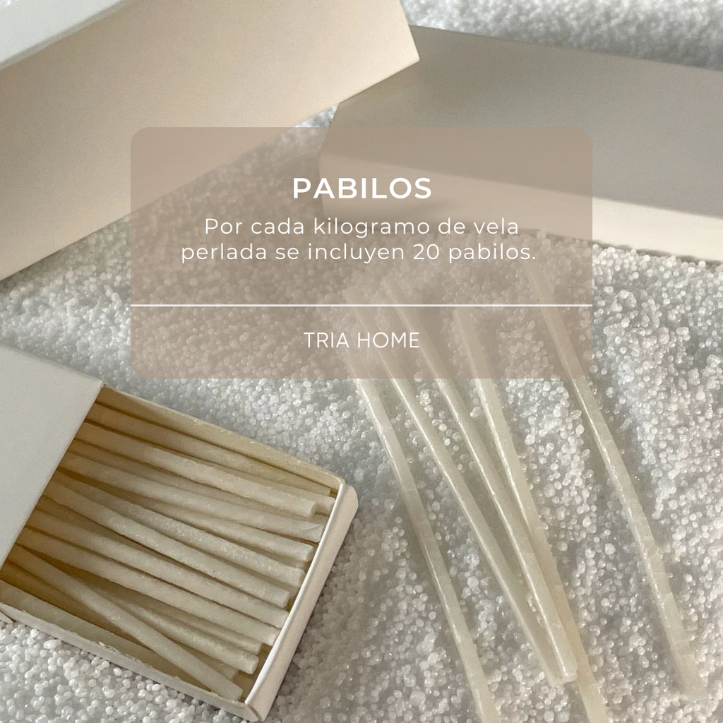 1 kg Velas Perladas White + 20 Pabilos